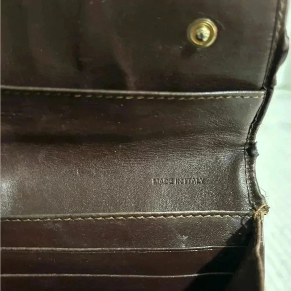 Burberry vintage  striped continental tartan check beige brown leather wallet - Picture 9 of 9